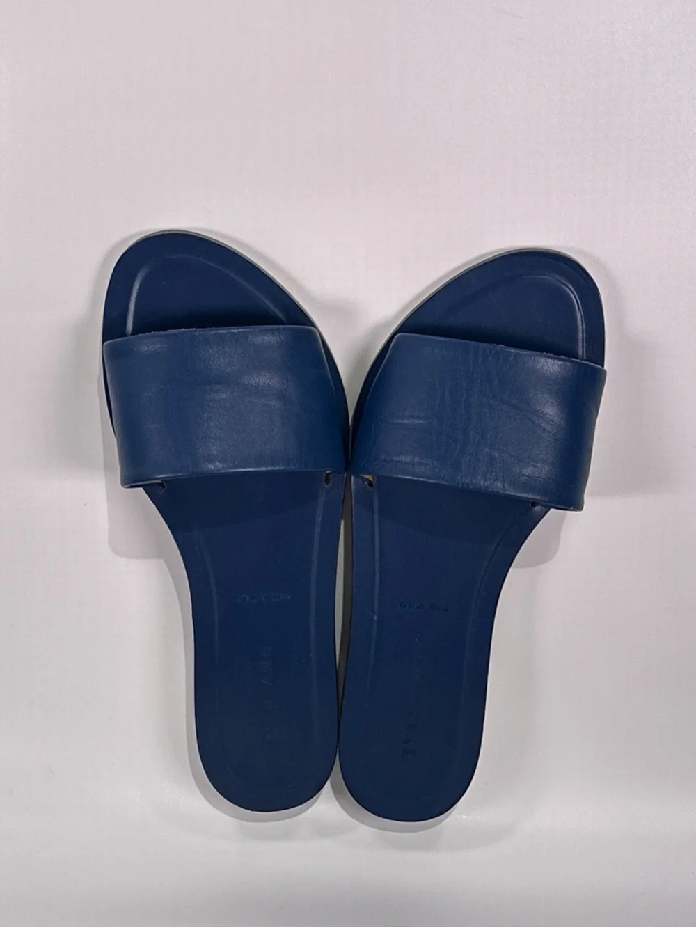 Everlane The Slide Sandal Single Strap Italian Leather Navy Blue Size 7.5